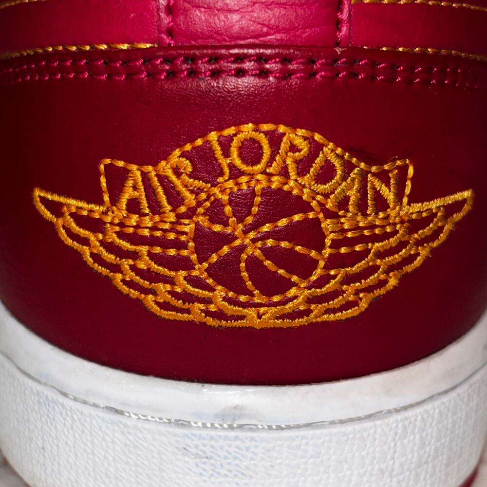 Nike Air Jordan 1 Low Cardinal Red White Mens 13 Leather Sneakers 553558 607 - Picture 12 of 13